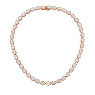 Diana M. Jewels 14kt Rose Gold 30cts lab grown East-West Oval Diamond Bezel tennis necklace