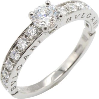 Bulgari Silver Clear Platinum 950 Band Ring (Pre-Owned)
