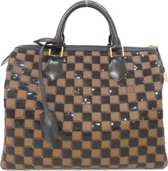 Louis Vuitton Black Ebene Coated Canvas Spangles Boston Bag (Pre-Owned)