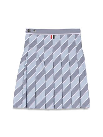 Thom Browne Pleated Cotton Skirt - Gray