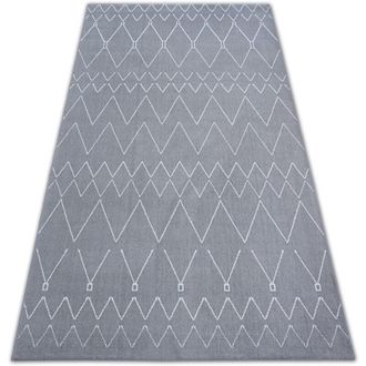 RugsX Alfombra Sense Micro 81249 Zigzag Etno Plateado/blanco Grey 200x290 Cm