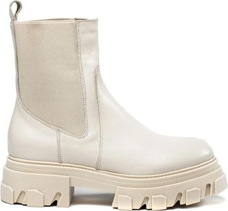 VAMSKO Nora Enkellaarsjes - Dames - Chelseaboots - Wit - 38 EU - Leer - Schoenen