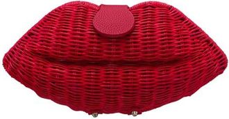 Nina Kiss Rattan Clutch in Red at Nordstrom