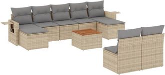 vidaXL Juego De Sof&aacute;s Jard&iacute;n Con Cojines Beige 10 Pzas Rat&aacute;n Sint&eacute;tico Vidaxl