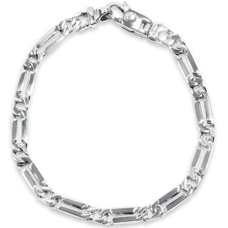 Pompeii3 Mens Designer Figaro Link 14k Gold (18gram) or Platinum (29gram) 5.5mm Bracelet 8