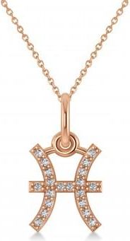 Allurez Pisces Zodiac Diamond Pendant Necklace 14k Rose Gold (0.10ct)