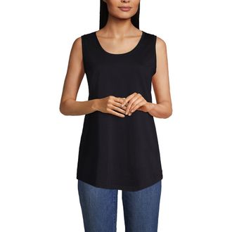 Lands End Supima Cotton Tunic Tank Top in Black at Nordstrom, Size Large