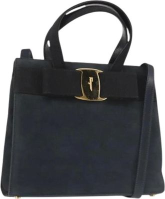 Ferragamo Pre-owned Handbags, female, Black, Size: ONE SIZE Pre-owned Suede Handbag