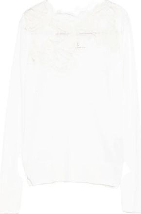 Ermanno Scervino Round-neck Knitwear, female, White, M, White Lace Neck Jumper