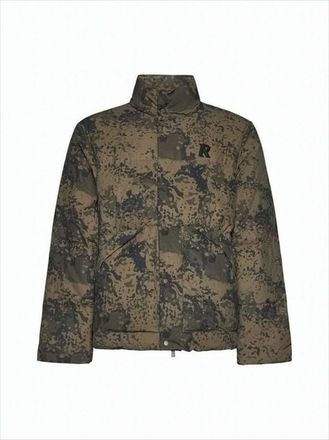 Represent High-Collar Puffer Jacket With Camouflage Design