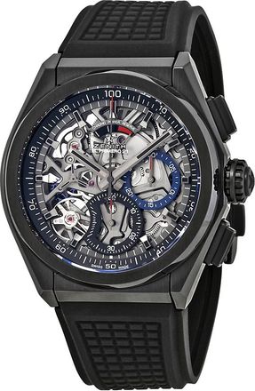 Zenith Pre-owned Zenith Defy El Primero 21 Skeleton Dial Automatic Mens Rubber Watch 49.9000.9004/78.R782