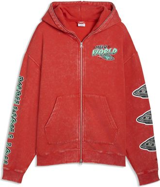 Puma Felpa con cappuccio e zip Melo World da uomo, Accessori, Rosso, 3XL