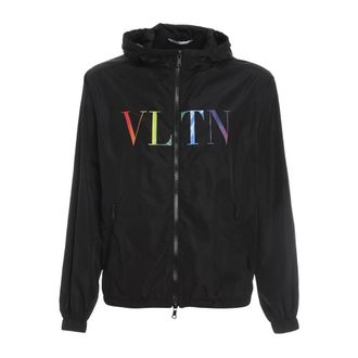 Valentino Light Jackets, male, Black, Size: M Black Windbreaker Jacket Stylish Comfortable
