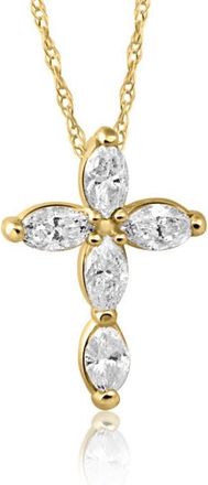 Pompeii3 1/2Ct Marquise Diamond Cross Petite Pendant Yellow Necklace Gold (1/2 inch tall)