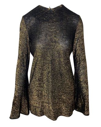 Ellery Inception Fluted Sleeve Top in Black Viscose