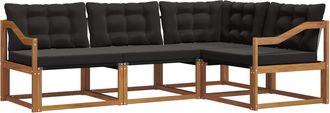 vidaXL Conjunto De Sof&aacute;s De Exterior 4 Uds. Natural Y Negro Vidaxl