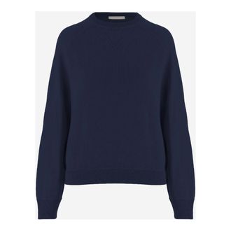 Allude Round-neck Knitwear, female, Blue, S, Wool and Cashmere Jumper