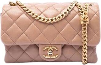 Chanel Pre-owned Classic Flap Crossbody Bag - Dames - Vintage Schoudertas - Beige - ONE Size - Leer - Vintage