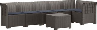 vidaXL Sof&aacute; De Jard&iacute;n Para 6 Personas Con Cojines Estilo Rattan Pp Vidaxl