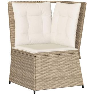 vidaXL Vidaxl - Sill&oacute;n De Esquina De Jard&iacute;n Con Cojines Rat&aacute;n Sint&eacute;tico Beige