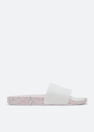 Athletic Propulsion Labs Womens Big Logo Techloom Slide Sandal In White / Impulse Red / Blue Haze