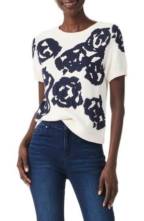 Nic+Zoe Rose Bloom Short Sleeve Sweater in Cream Multi at Nordstrom Rack, Size Xx-Large