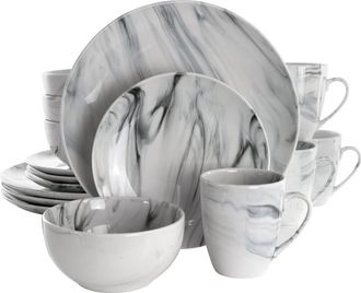 Elama Fine Marble 16 Piece Stoneware Dinnerware Set in White at Nordstrom