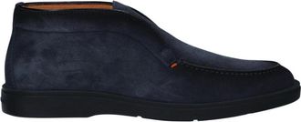 Santoni Blauwe Loafer Elegante Oranje Details - Heren - Enkellaarsjes - Blauw - 44 1/2 EU - Schoenen