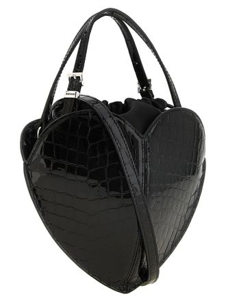 Rotate Leather Top Handle Bag - Black
