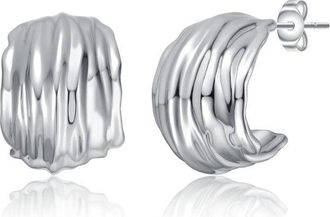 Rachel Glauber Basket Weave Chunky C-Hoop Earrings