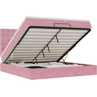 vidaXL Estructura De Cama Otomana Colchones Terciopelo Rosa 200x200cm Vidaxl