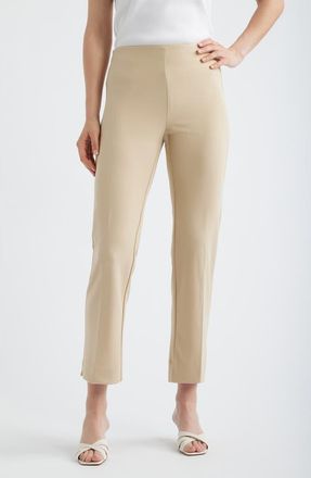Anne Klein Hollywood Waist Straight Leg Ankle Pull-On Pants in Safari at Nordstrom, Size X-Small