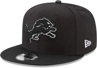 New Era NFL 9FIFTY Black/White Adjustable Snapback Hat Cap One Size Fits All, Detroit Lions, One Size
