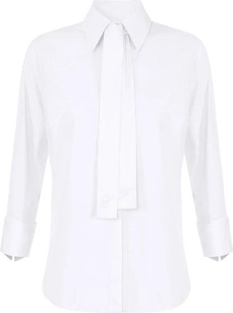 Elisabetta Franchi Katoenen blouse met ceinturen - Dames - Overhemden - Wit - 2XL - Katoen - Overhemden