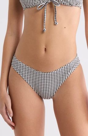 Billabong Wave Check Bondi Bikini Bottoms in Black Pebble at Nordstrom, Size Small