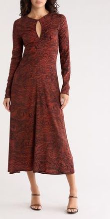 Desigual Print Long Sleeve Maxi Dress in Orange at Nordstrom Rack, Size X-Small