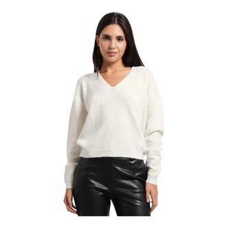 Fracomina Trui met V-hals en tanktop - Dames - V-hals truien - Wit - XS - Satijn - Truien & Vesten
