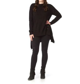 Papillon Stretchy Oversized A-Line Tunic With Back Detail In Black