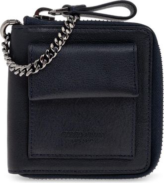 Giorgio Armani Accessoires, Heren, Blauw, ONE Size, Leer, Square Wallet