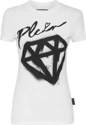 Philipp Plein T-Shirt Ronde Hals - Dames - T-shirts - Wit - XL - Katoen - Tops