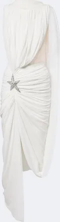 DAVID KOMA Asymmetric draped embellished midi dress