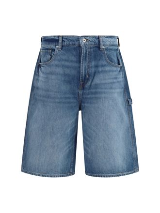 7 For All Mankind Wide-Leg Cotton Bermuda Shorts - Blue