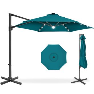 Best Choice Products 10ft 360&deg; Rotating Cantilever Easy Auto Open Patio Umbrella w/ Solar LED Lights