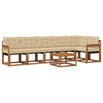vidaXL Conjunto De Sof&aacute;s De Exterior Con Coj&iacute;n 7 Pcs Natural Y Beige Vidaxl