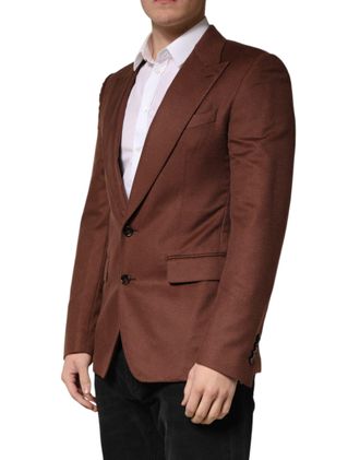 Dolce & Gabbana Mens Brown Cashmere Single Breasted Jacket Blazer Silk Clothing