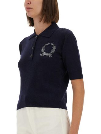 Moschino Logo-Embroidered Wool Blend Sweater - Blue