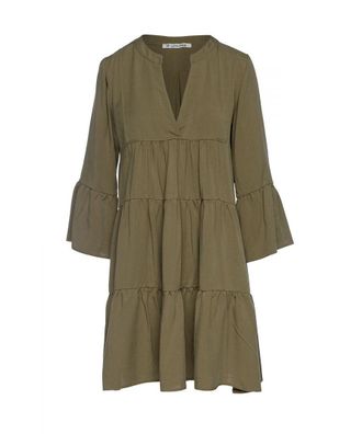 M&oacute;veis Conquista Womens Khaki Tencel Gathered Seams Dress - Olive - Size Medium