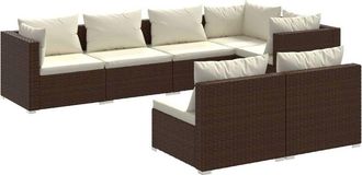 vidaXL 7 Pcs Garden Lounge Set Con Coj&iacute;n Mimbre Pe Brown