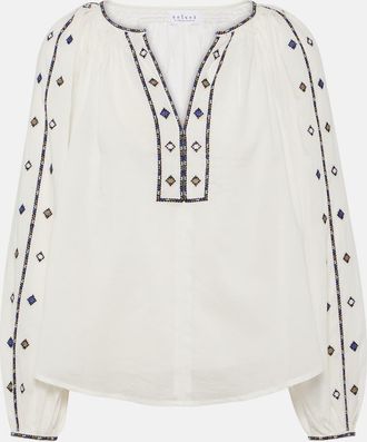 Velvet Tina embroidered cotton top