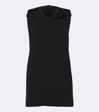 Rick Owens Hooded ribbed-knit virgin wool tank top